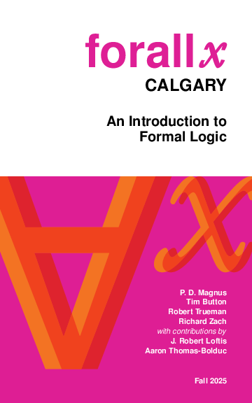 Book cover with title, authors, and a large forall sign in red on pink background